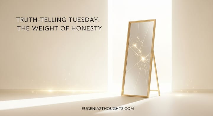 Minimalist glowing mirror with cracks of light, representing truth-telling, integrity, and the freedom that comes from radical honesty.