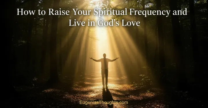 A figure bathed in golden light at sunrise, standing barefoot on the earth, symbolizing tuning into God’s frequency of love and peace.