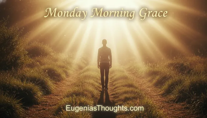 Person walking path of divine light representing self-discovery and knowing yourself before leading - Monday Morning Grace spiritual reflection by EugeniasThoughts